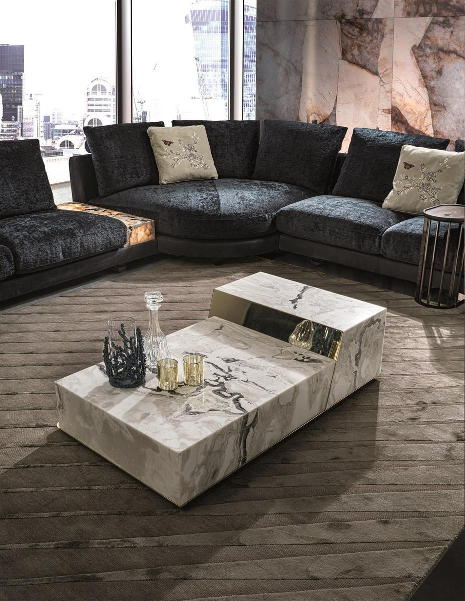 BOLD Rectangular stone coffee table with drawers