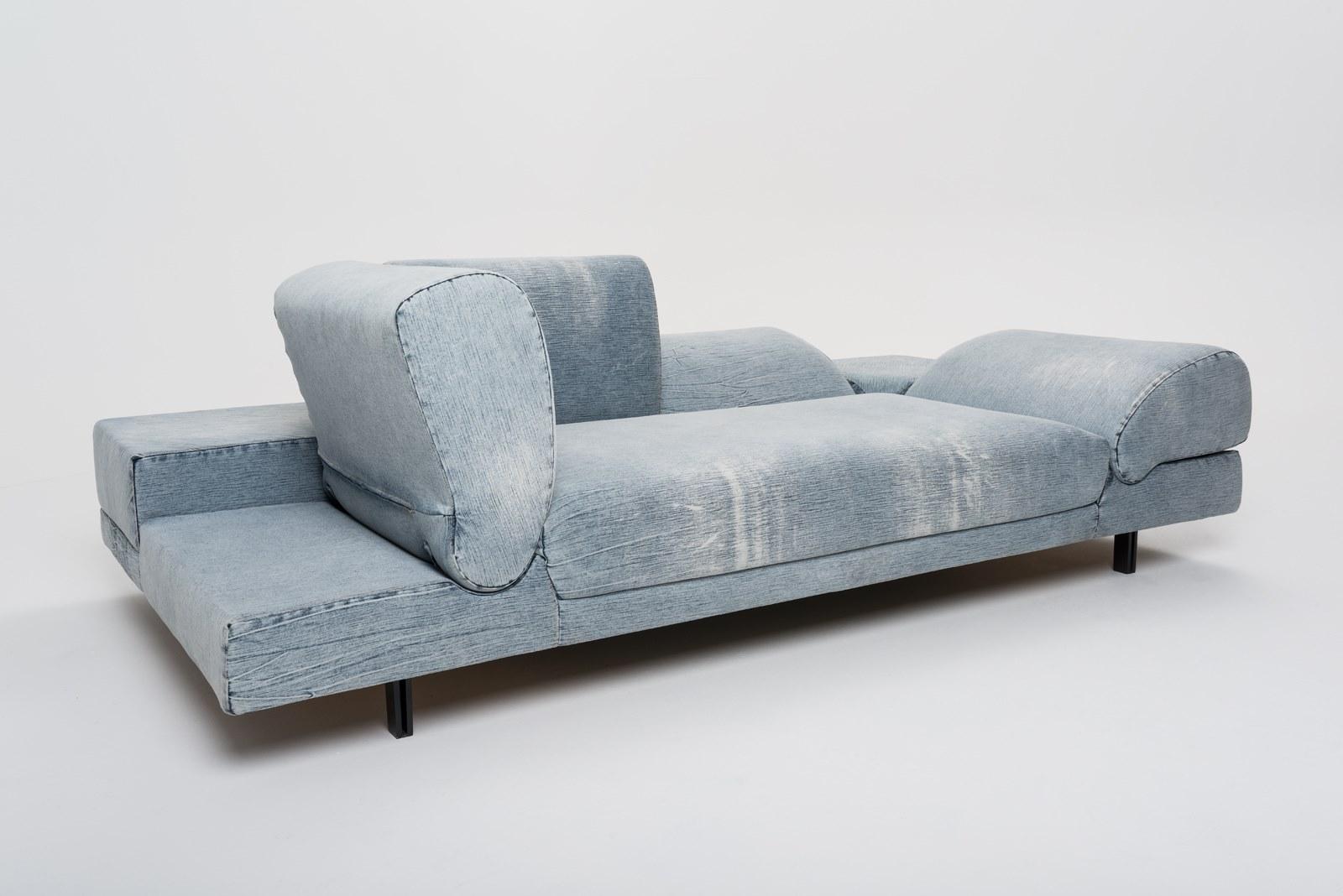 ROCCO Convertible 3 seater denim fabric sofa