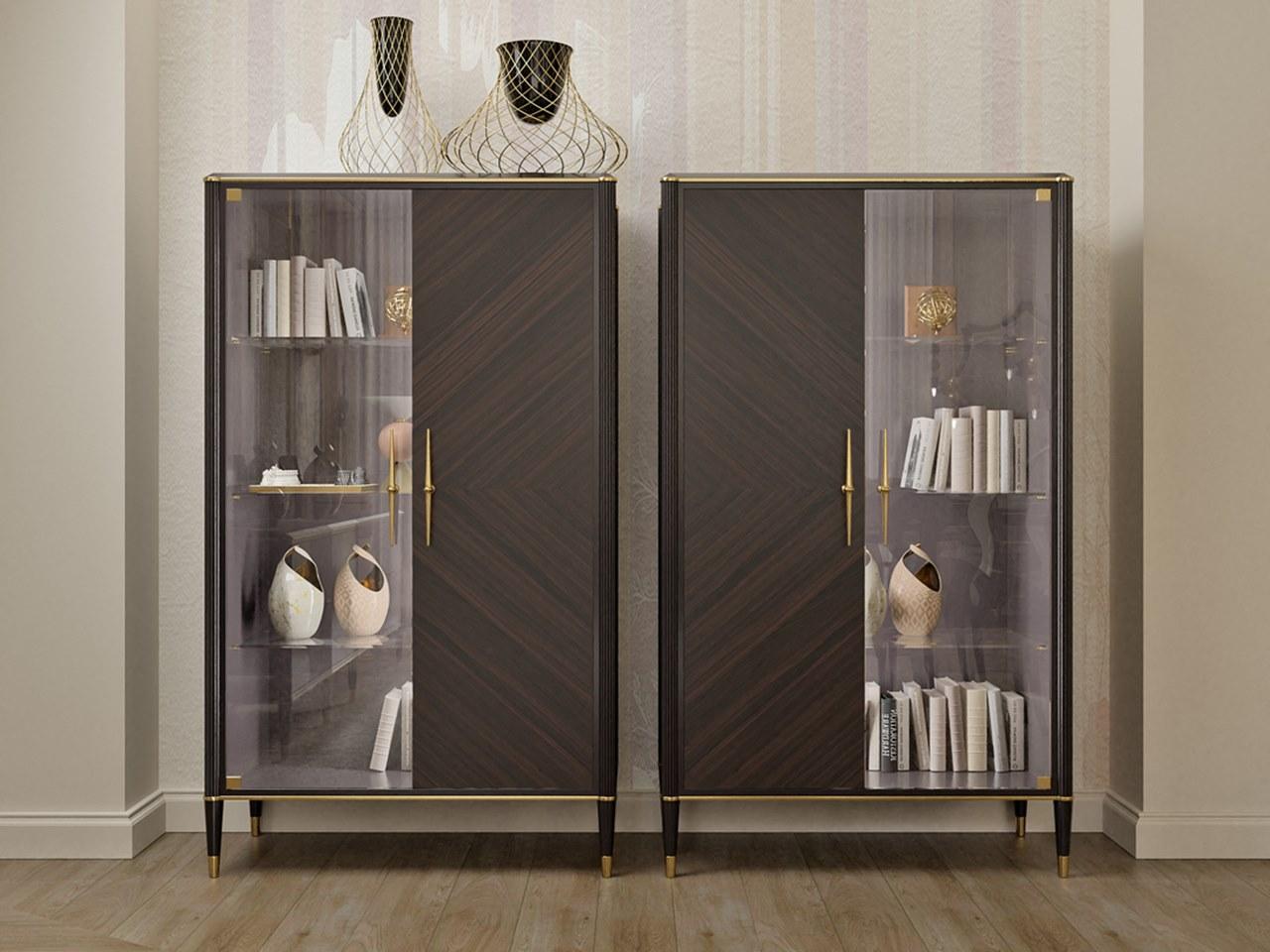 PR.540 Walnut display cabinet with integrated lighting