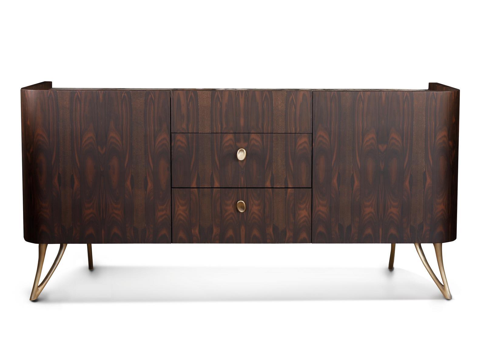 ATENA Ziricote wood sideboard with drawers with integrated lighting