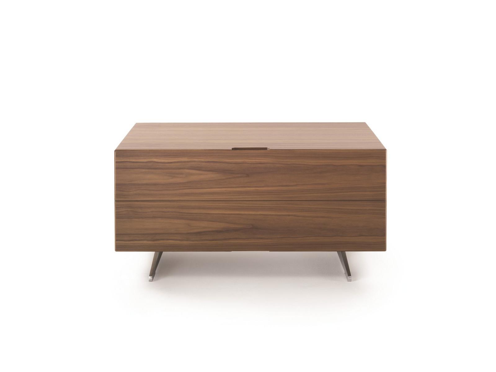 PIUMA Rectangular walnut bedside table with drawers