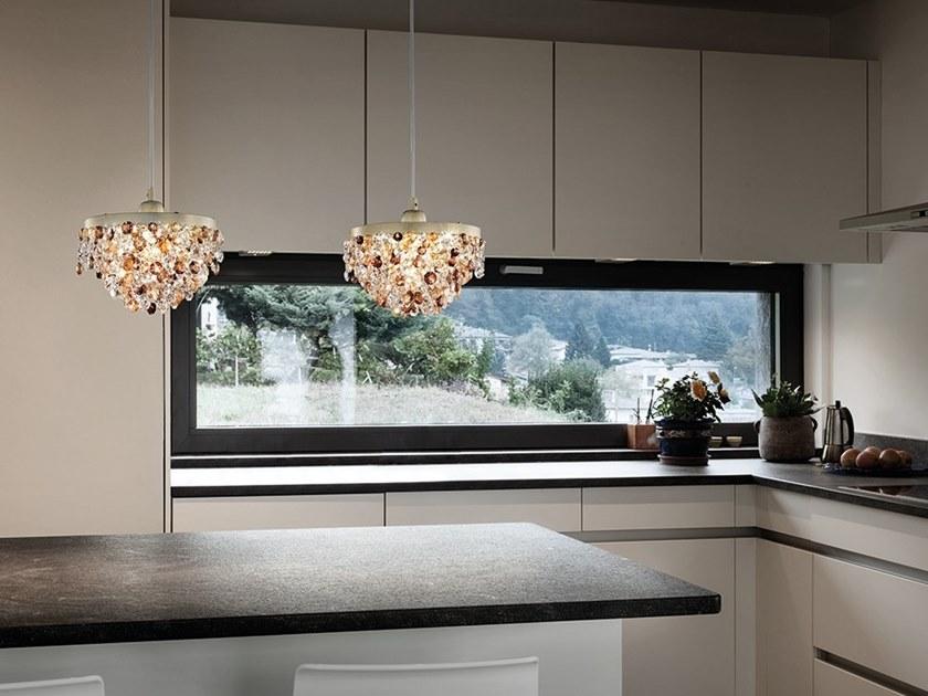 ROSEMERY 1 Metal pendant lamp with crystals