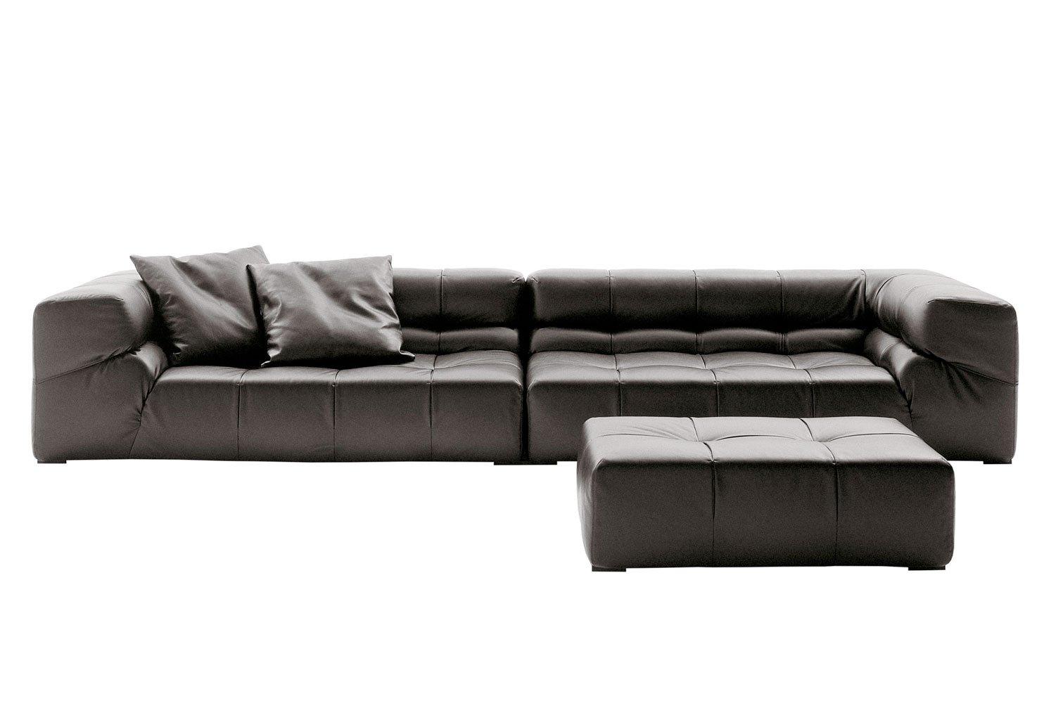 TUFTY TIME LEATHER Square leather pouf