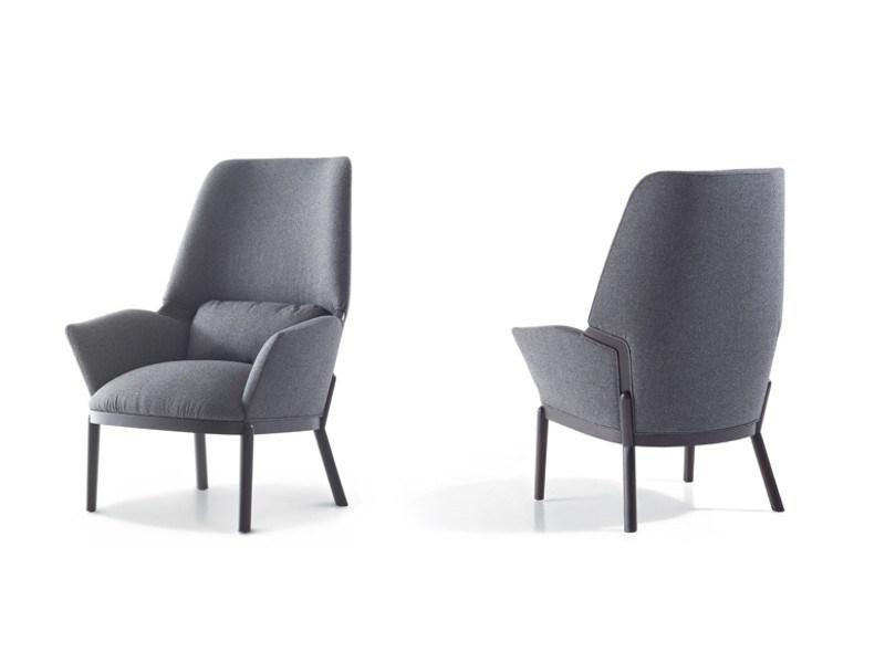 SERENA Upholstered high-back fabric armchair with armrests