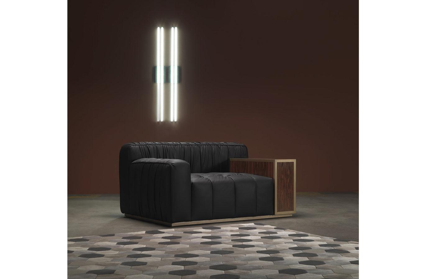 HIGHLANDER Leather armchair with armrests with integrated magazine rack