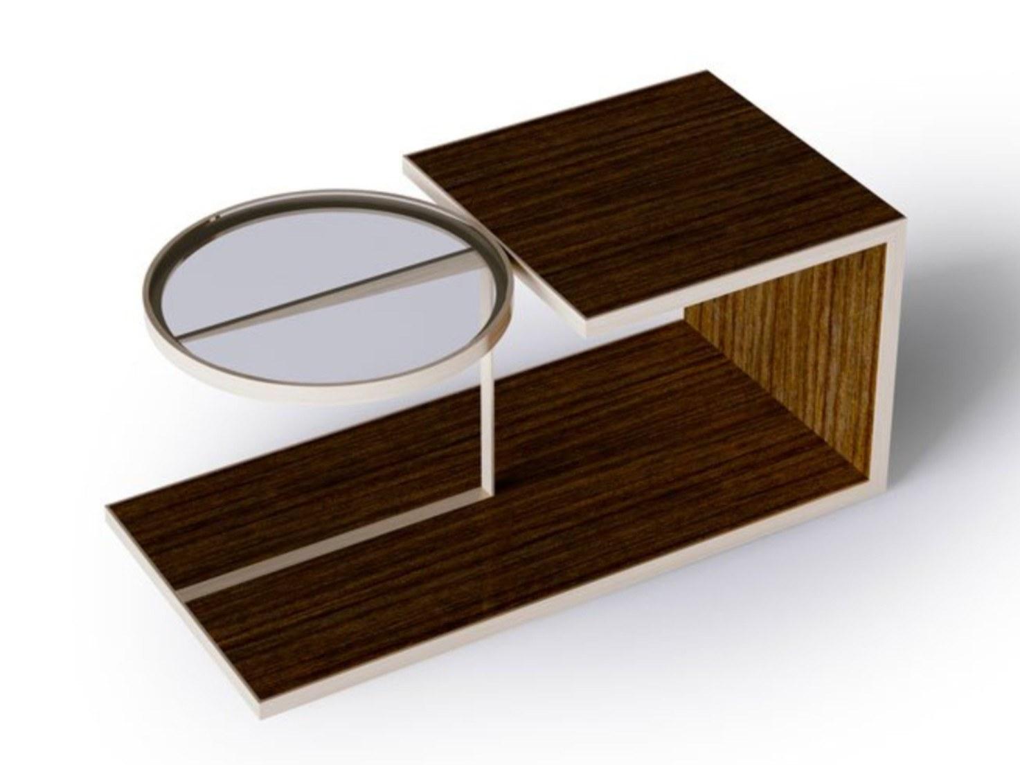 ALFRED W Wooden coffee table with glass insert