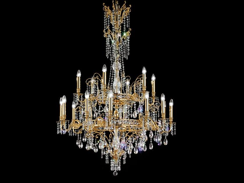 IMPERO & DECO VE 802 12+6 Incandescent brass chandelier with crystals