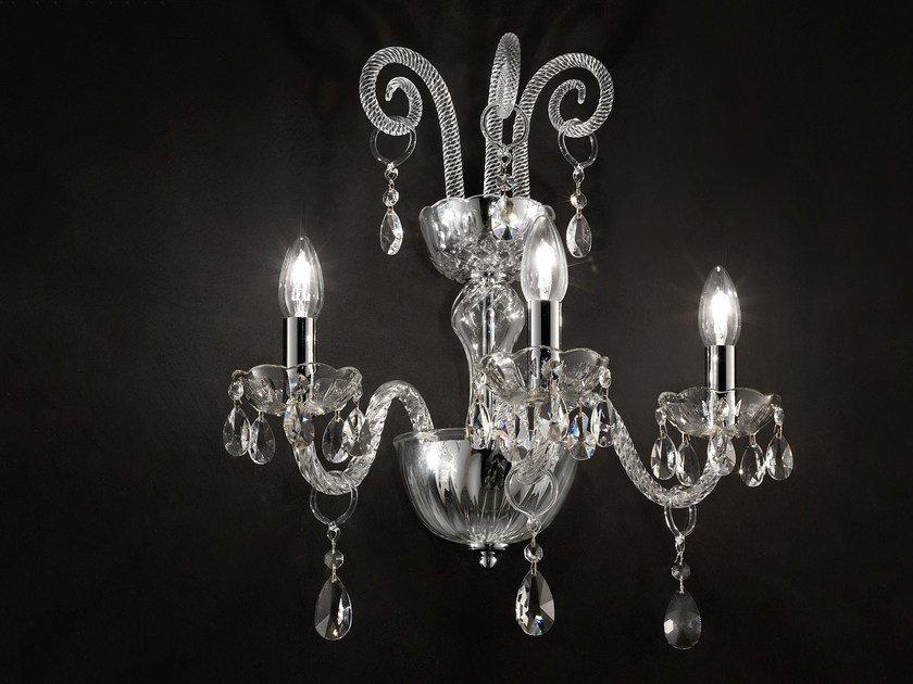 GLASS VE 875 A3 Incandescent blown glass wall light with crystals