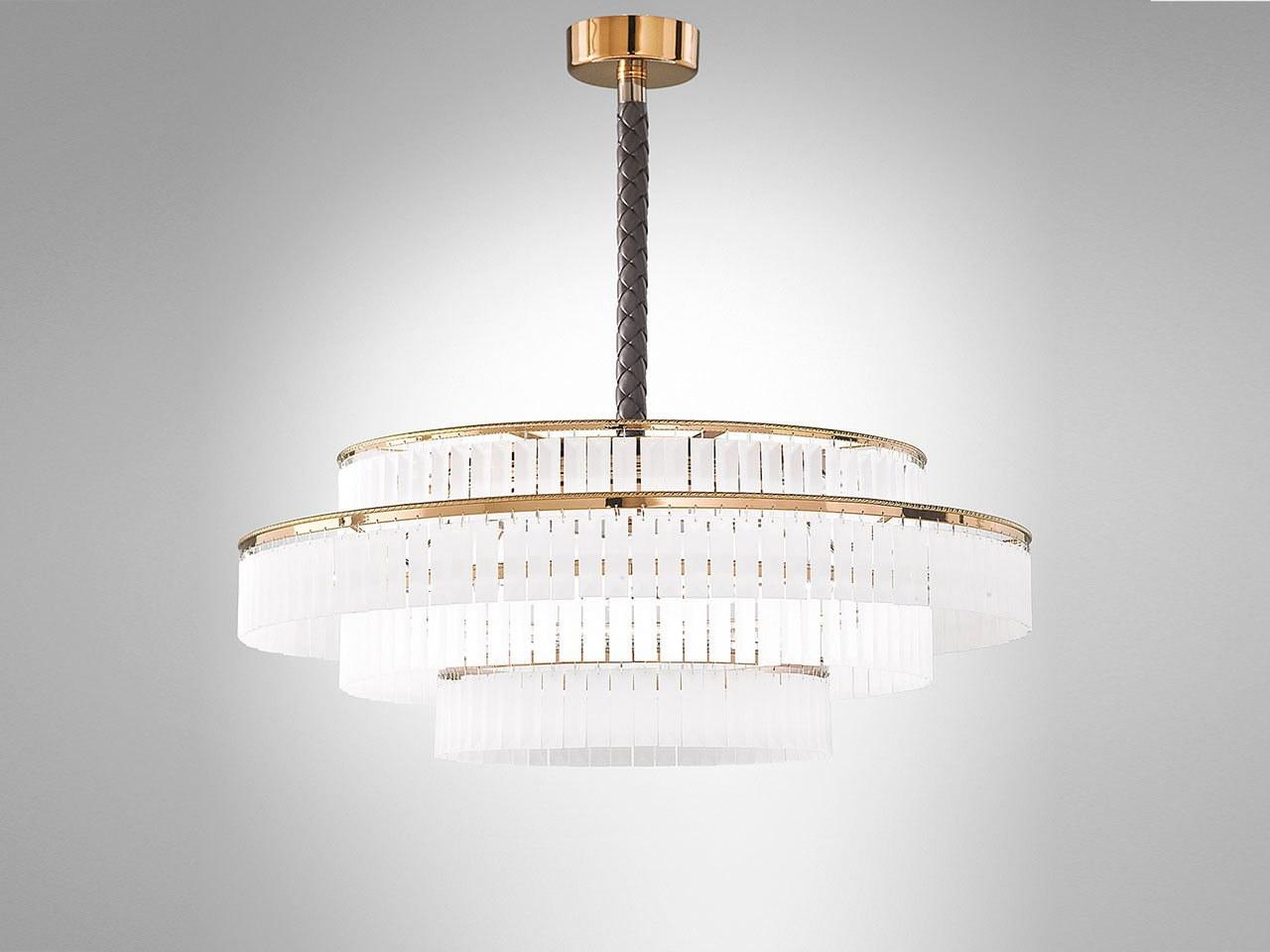 CHARLES LED etched glass pendant lamp with crystals