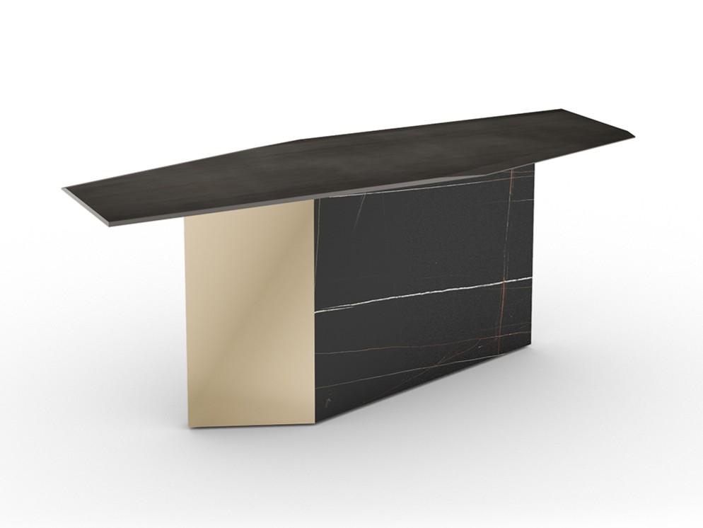 CUBITUM CONSOLE Wood and glass console table