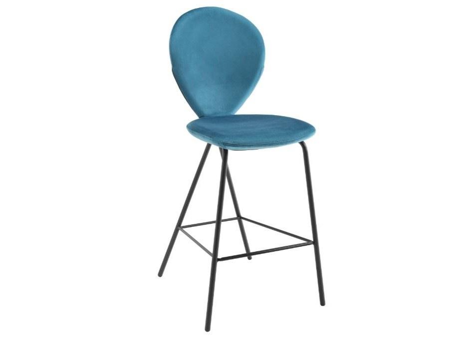 PERLA Upholstered fabric stool with back