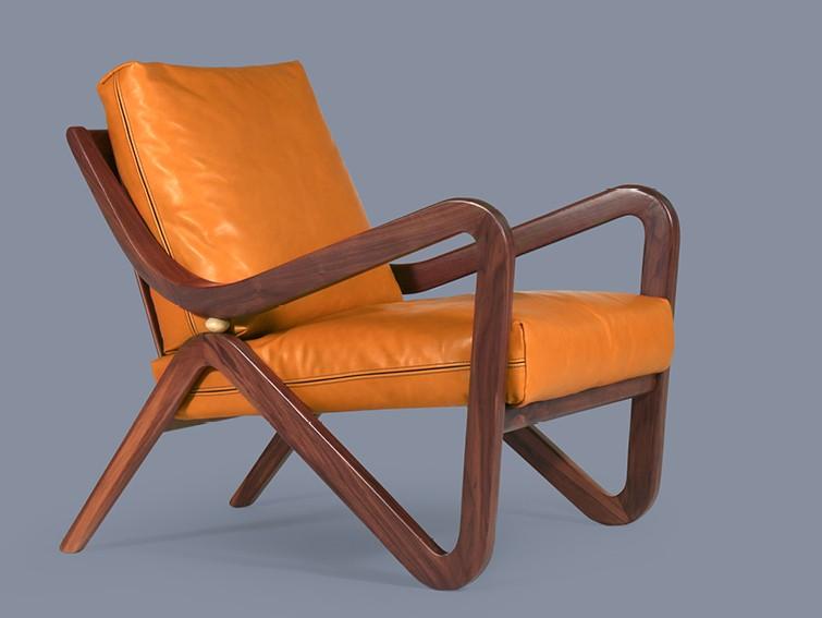 TAYLOR Leather armchair with armrests