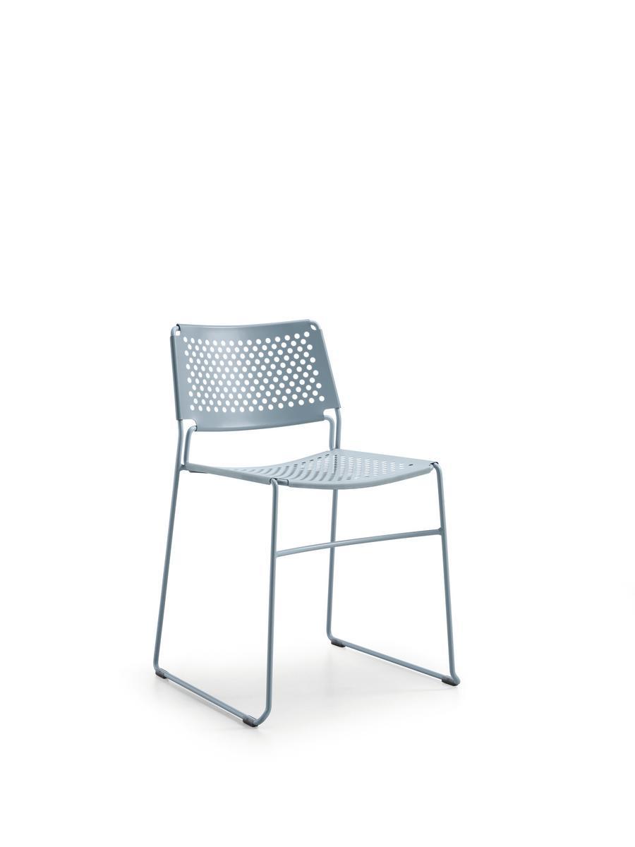 SLIM Sled base stackable steel garden chair