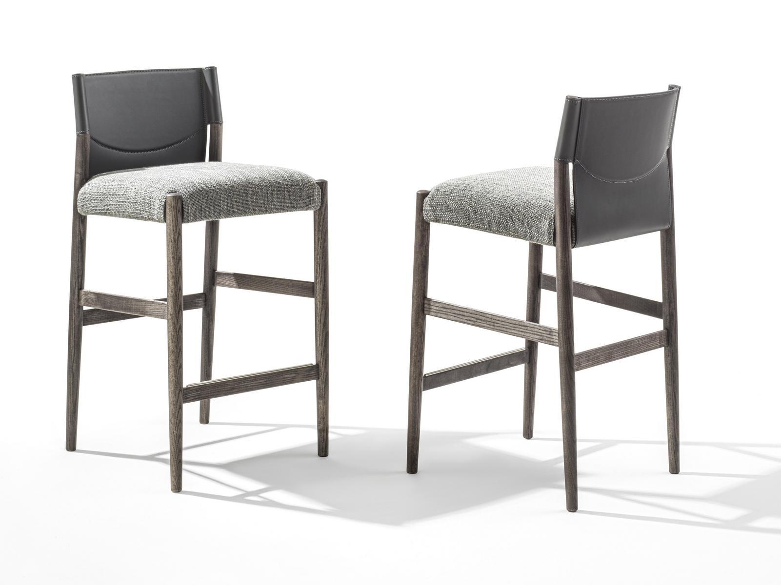 SVEVA Ash stool with leather and fabric covering