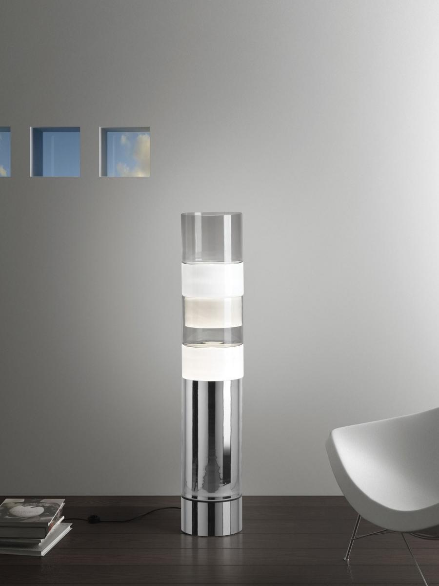 STACKING B LED metal and blown glass floor lamp