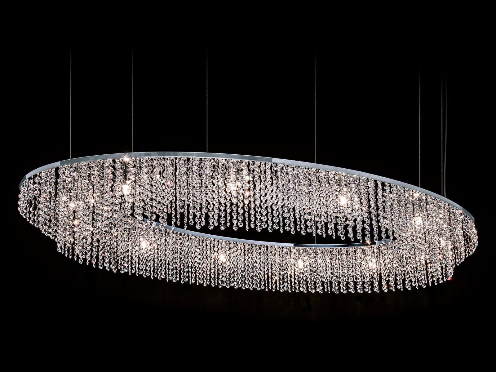 SKY CYCLES OVAL H12 Direct light metal pendant lamp with crystals