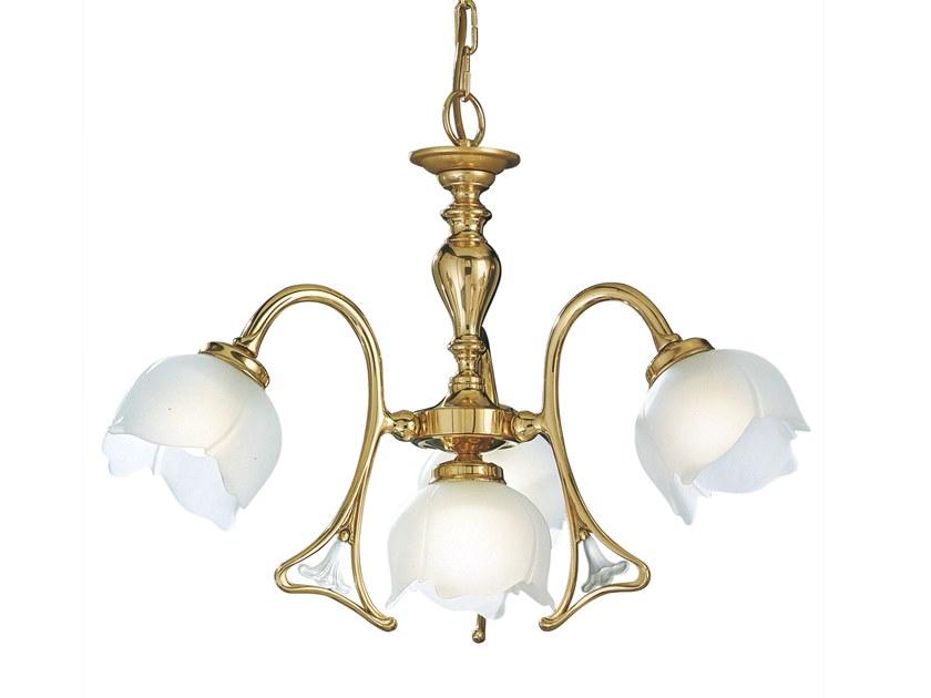 LIBERTY 1400/3+1 Polish brass chandelier with glass