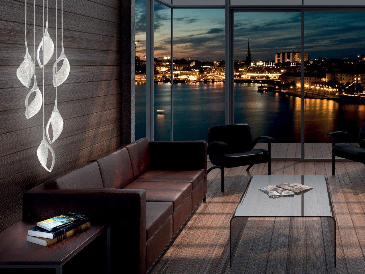 NIA S6 LED glass and polycarbonate pendant lamp