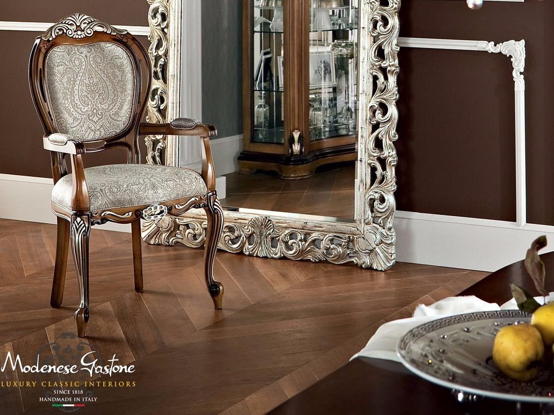 13509 Baroque upholstered fabric chair with armrests