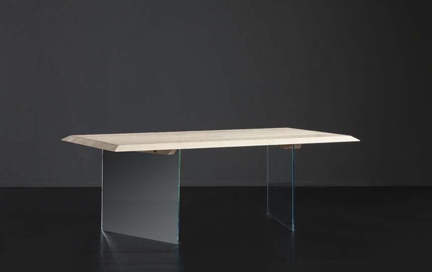 RIO + ICE Rectangular wood and glass dining table