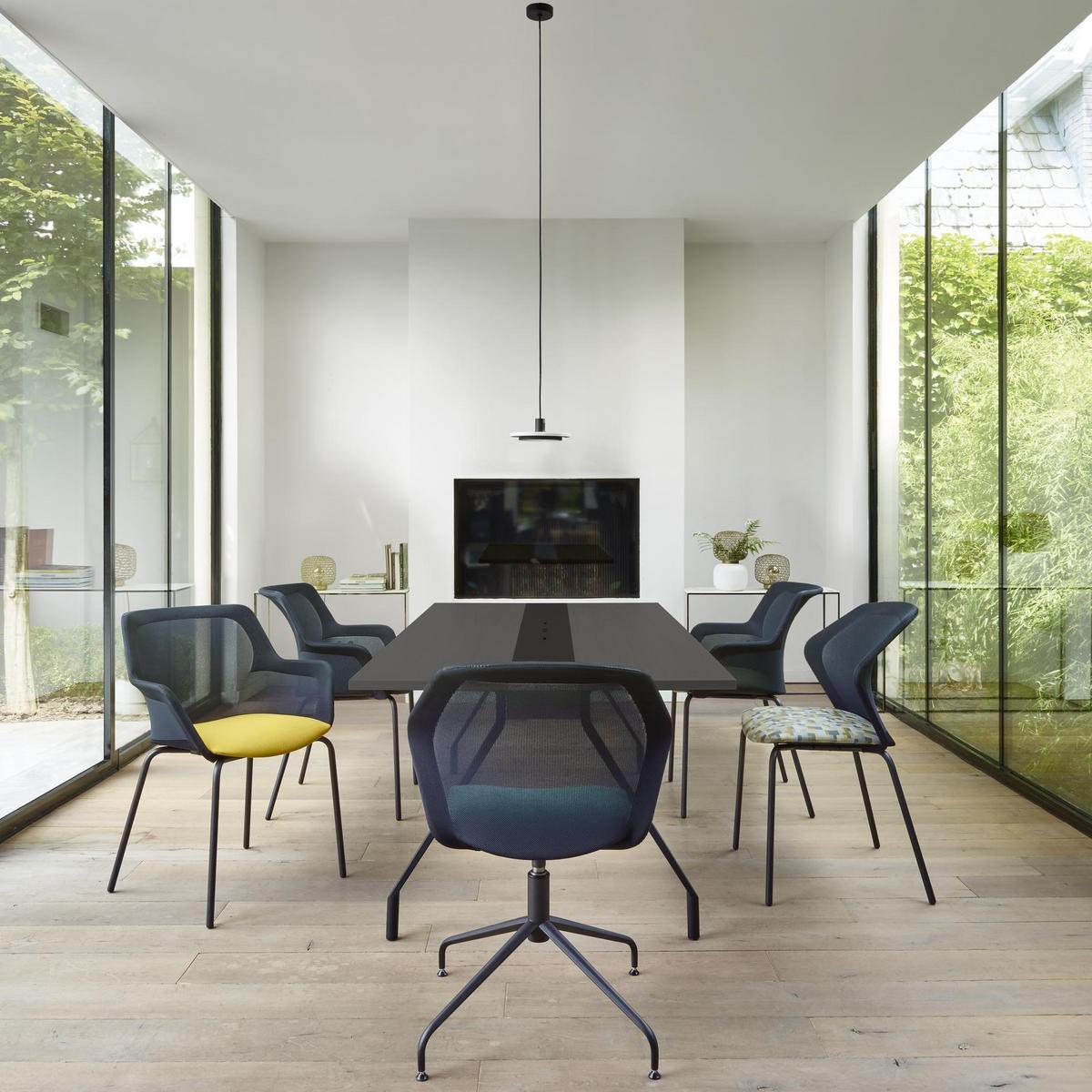PICCIONE Upholstered fabric chair with integrated cushion