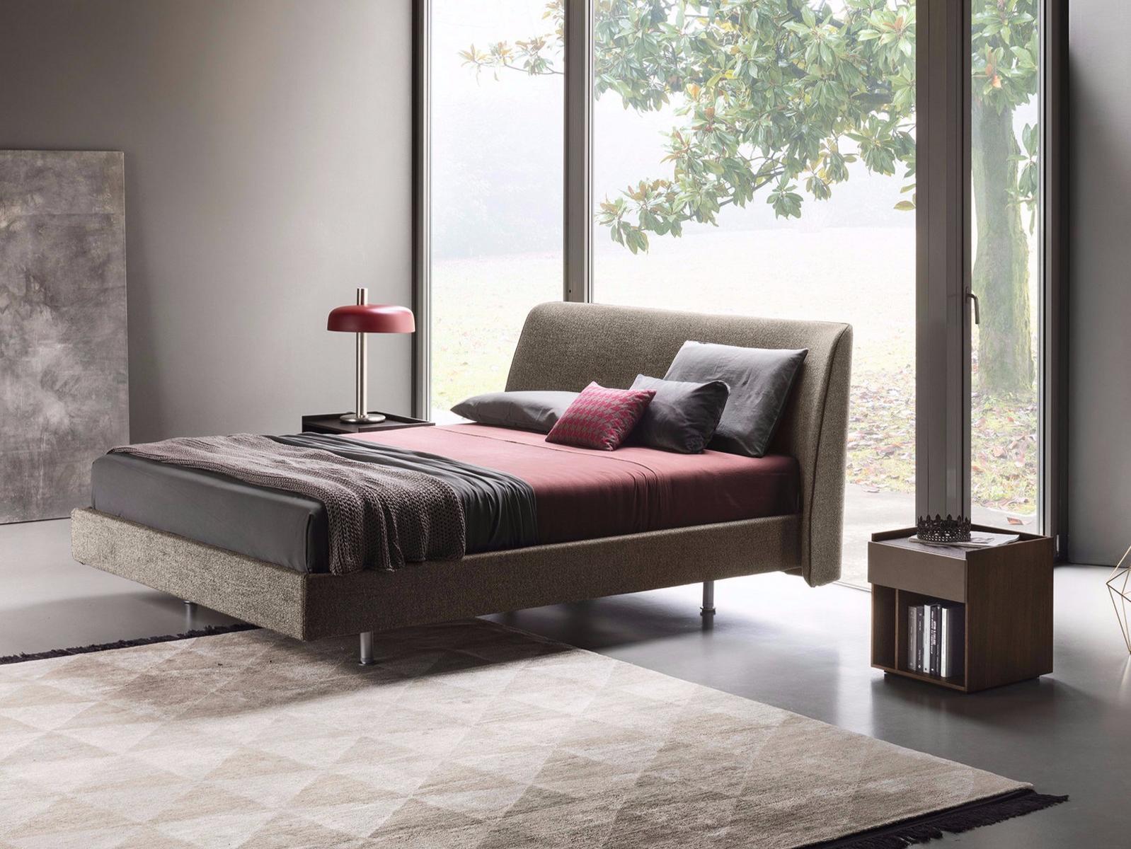 EDEL Fabric double bed with upholstered headboard