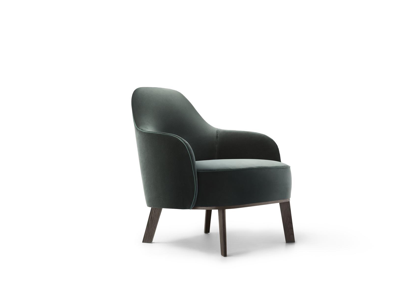 FANTINO Upholstered leather armchair with armrests