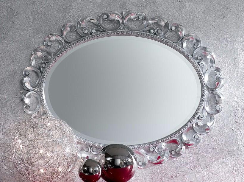 MINIMAL BAROQUE Oval wall-mounted framed mirror