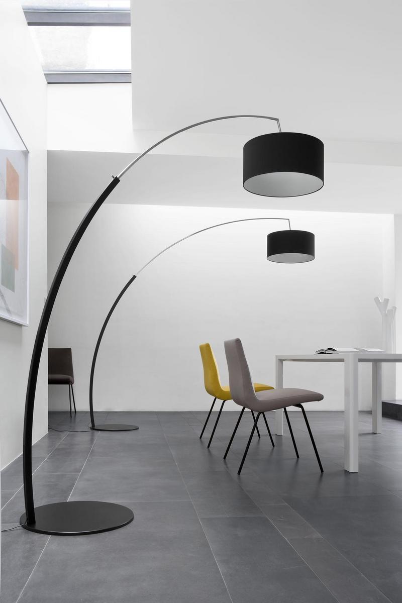 DIMENSIONS Metal floor lamp with cotton shade