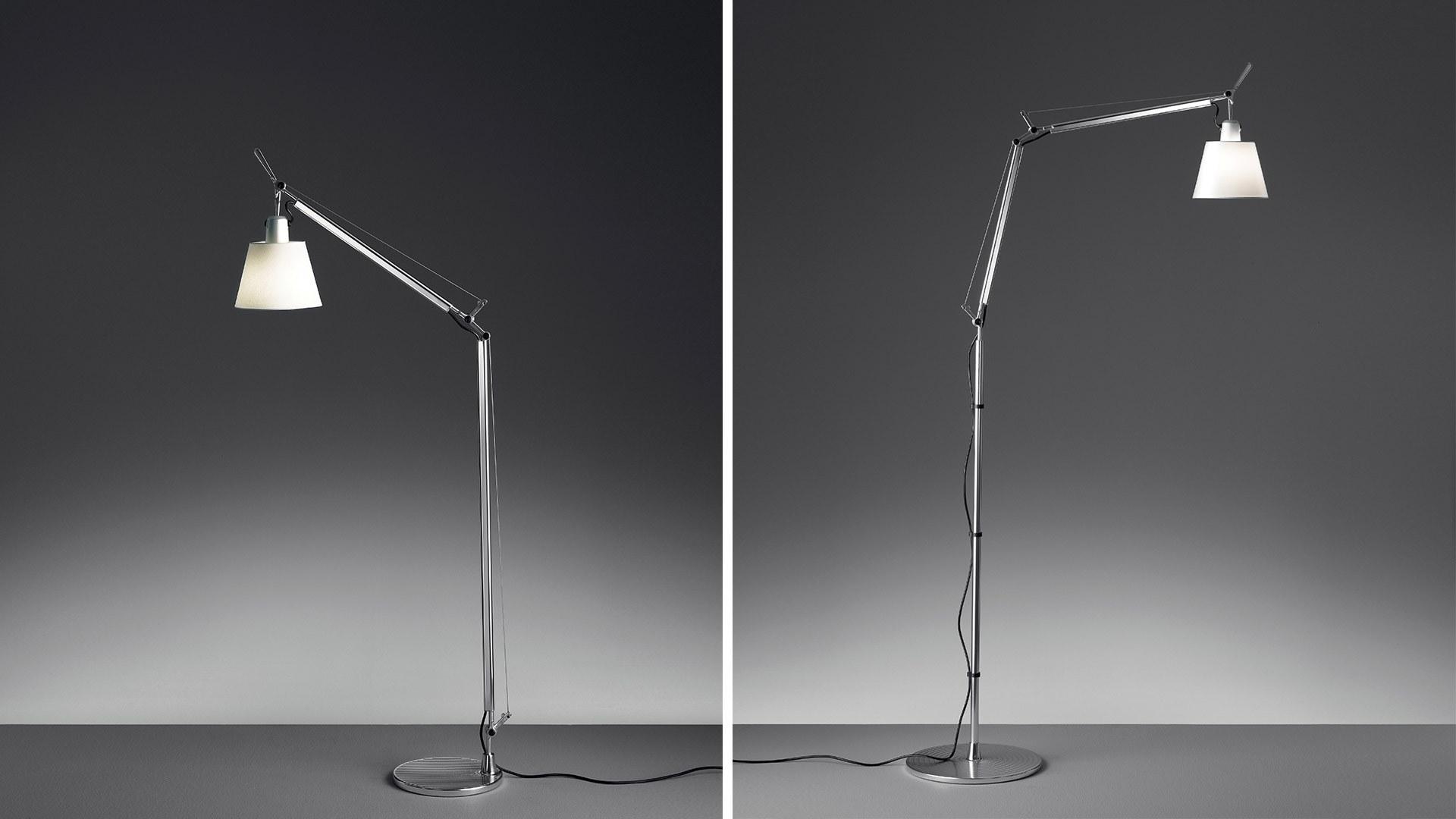 TOLOMEO BASCULANTE READING FLOOR Reading parchment paper or satin floor lamp