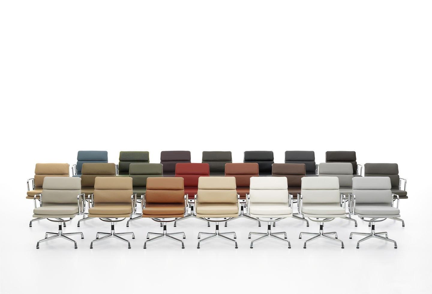 EA 207 Leather chair with 4-spoke base with armrests