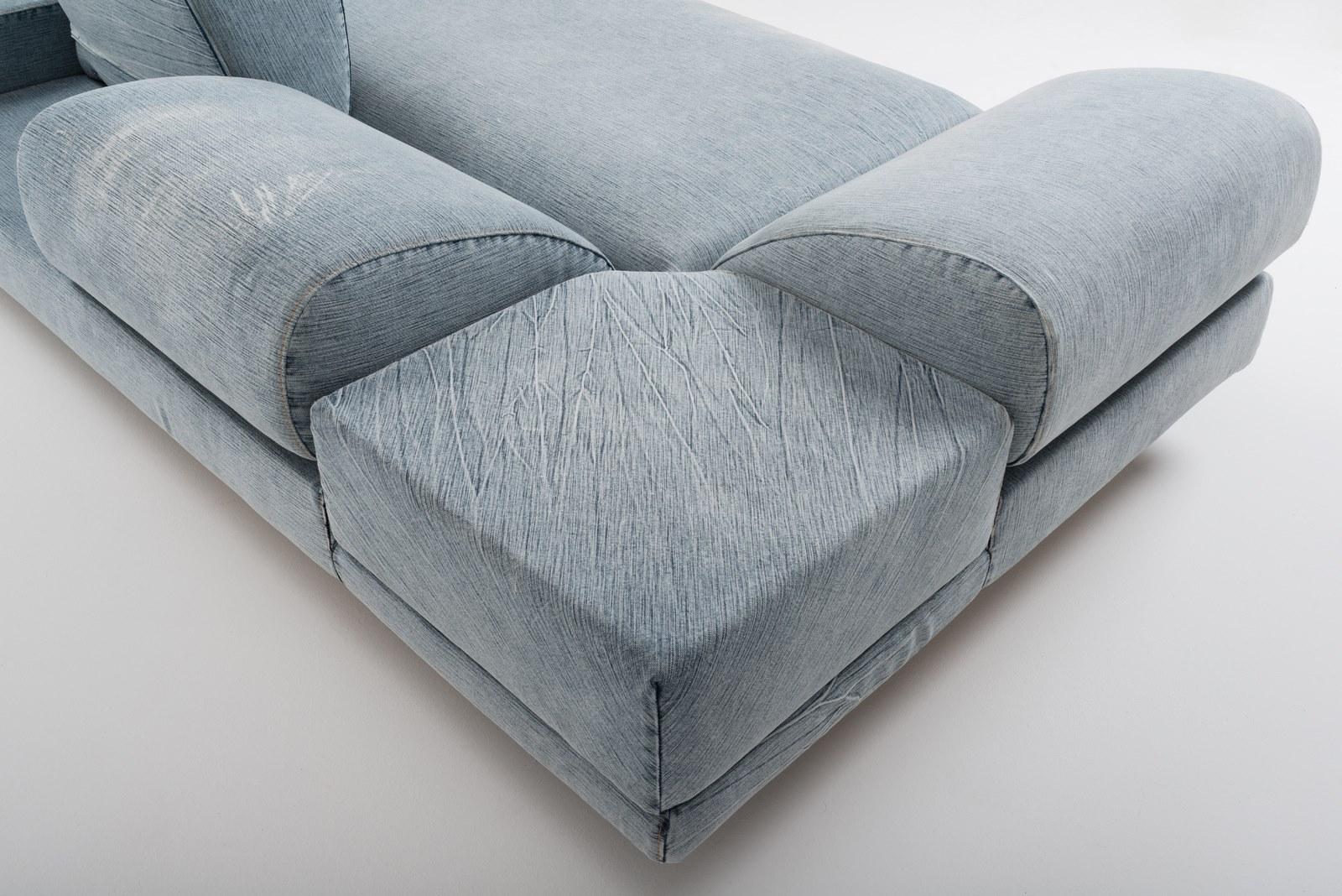 ROCCO Convertible 3 seater denim fabric sofa