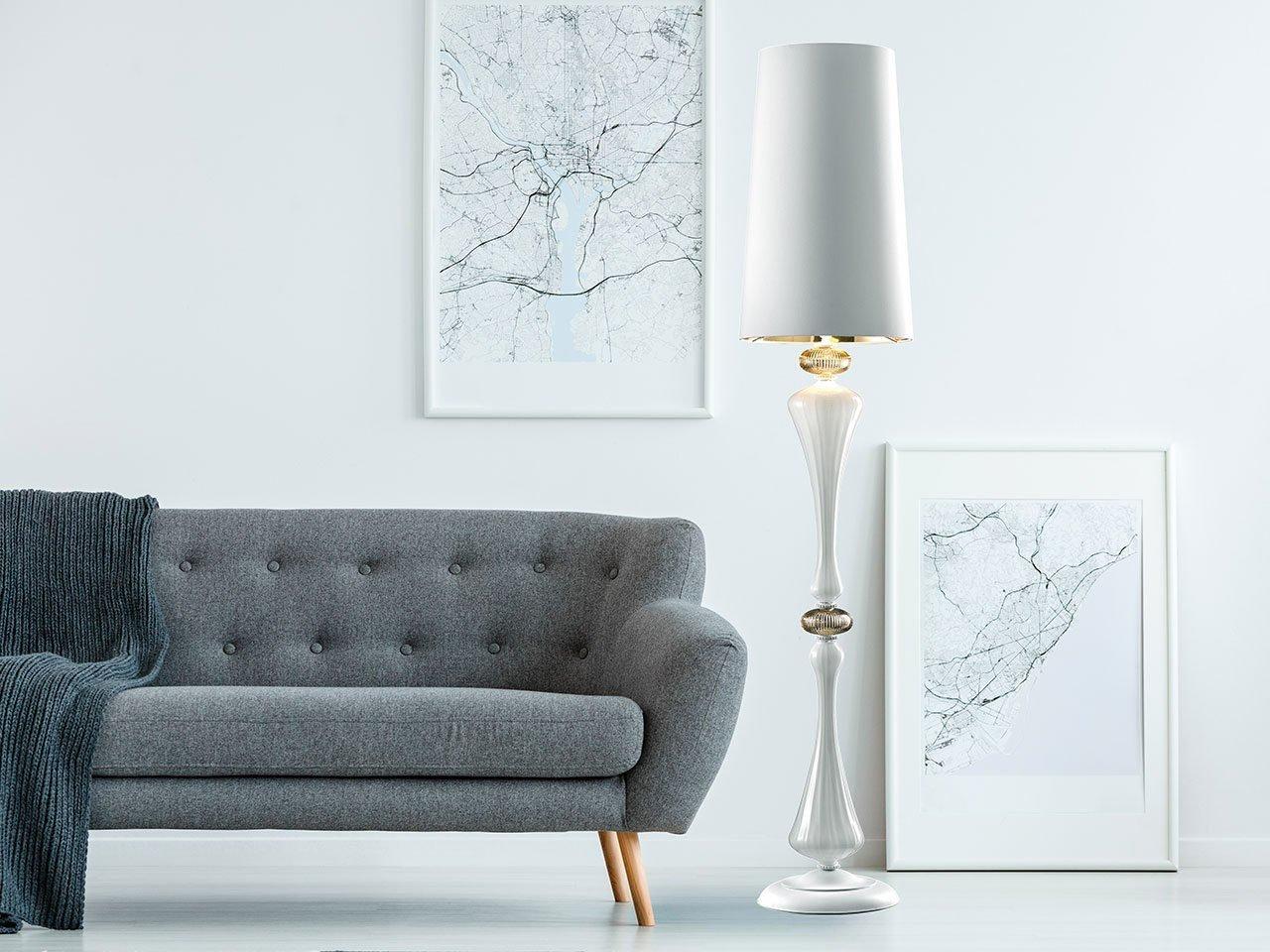 OLIVIA LED indirect light blown glass floor lamp