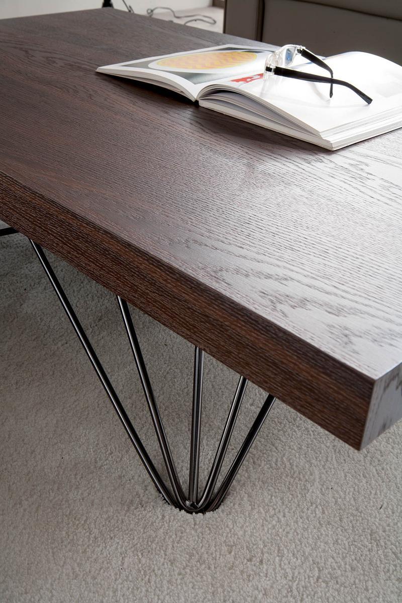RADIUS Height-adjustable wooden coffee table with integrated magazine rack