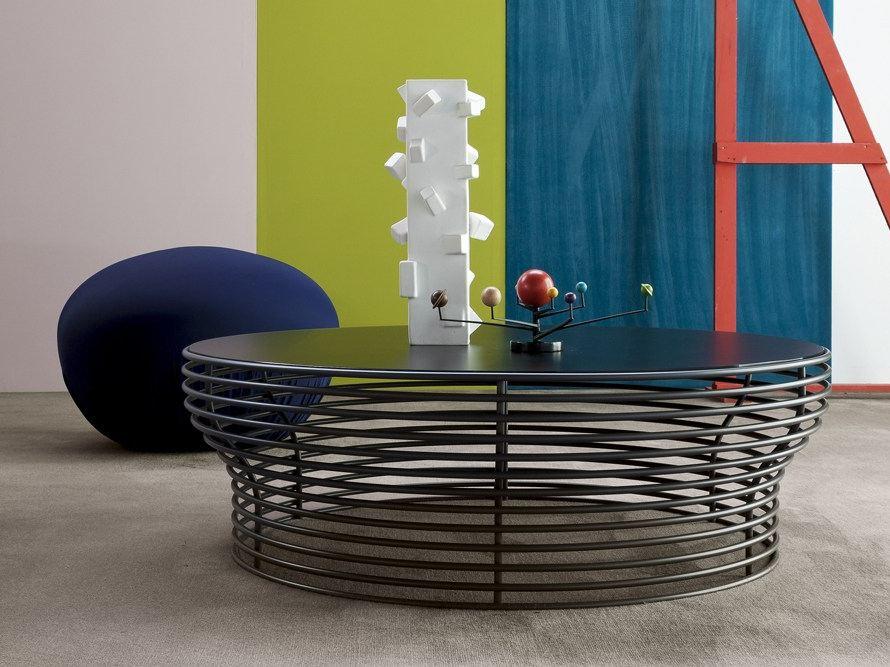 ORION Round glass and steel coffee table