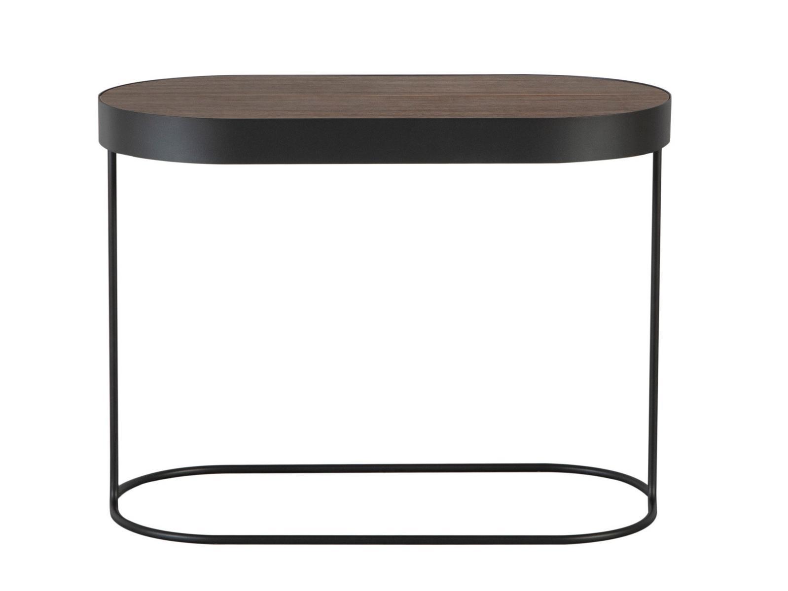 CORA Extendable oval console in walnut and steel base