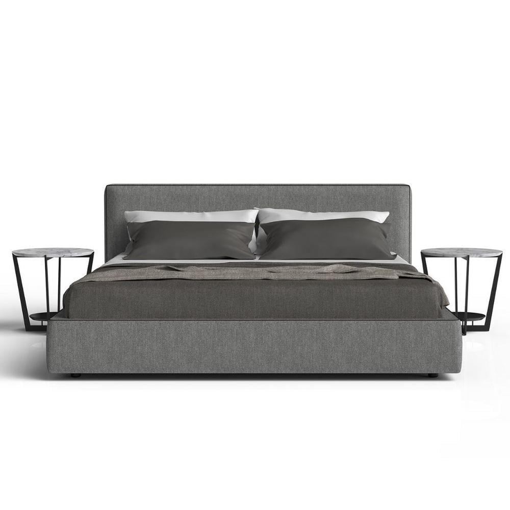 LAGUNA Leather bed with upholstered headboard