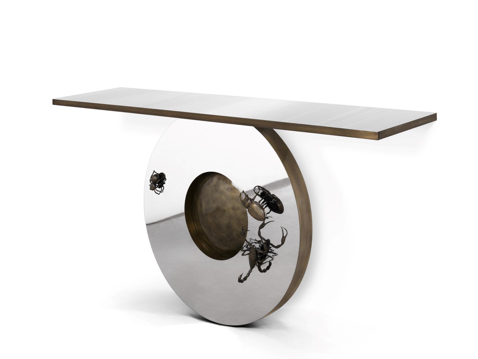 METAMORPHOSIS Rectangular brass console table