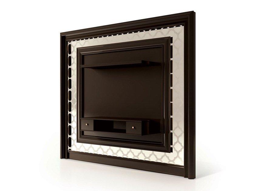 6145 Wall-mounted wood and glass TV cabinet