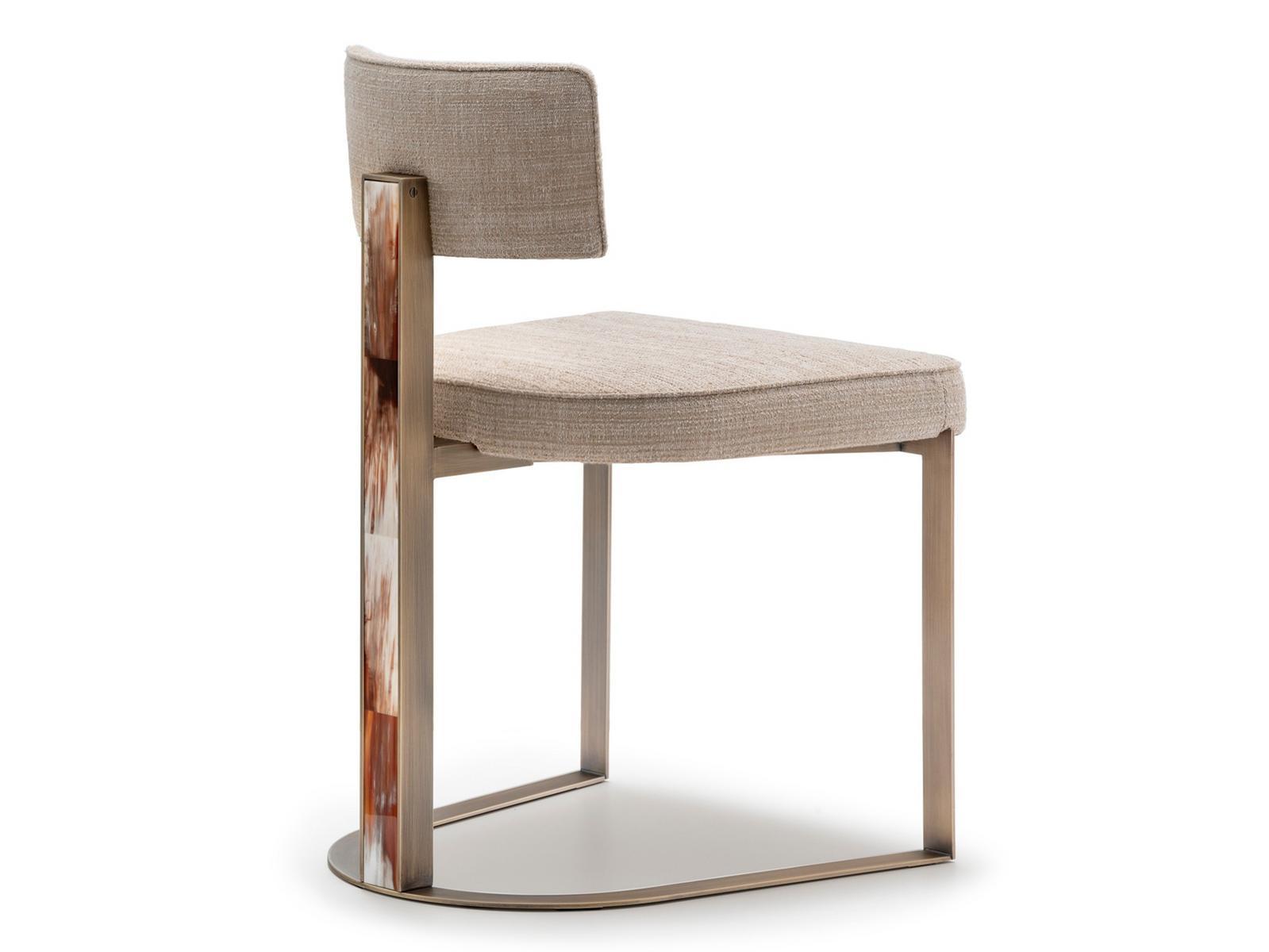 SVEVA 6042B Upholstered fabric chair with burnished metal base