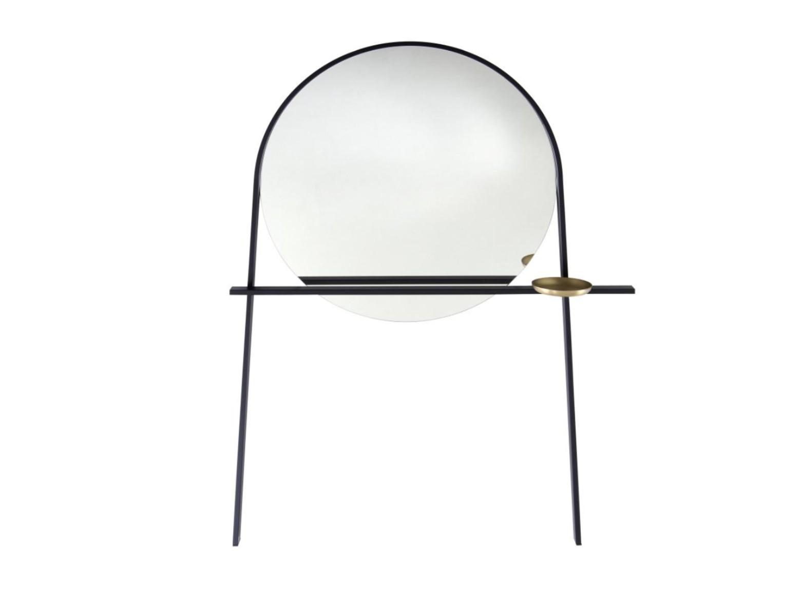 GEOFFREY Round wall-mounted glass and steel mirror