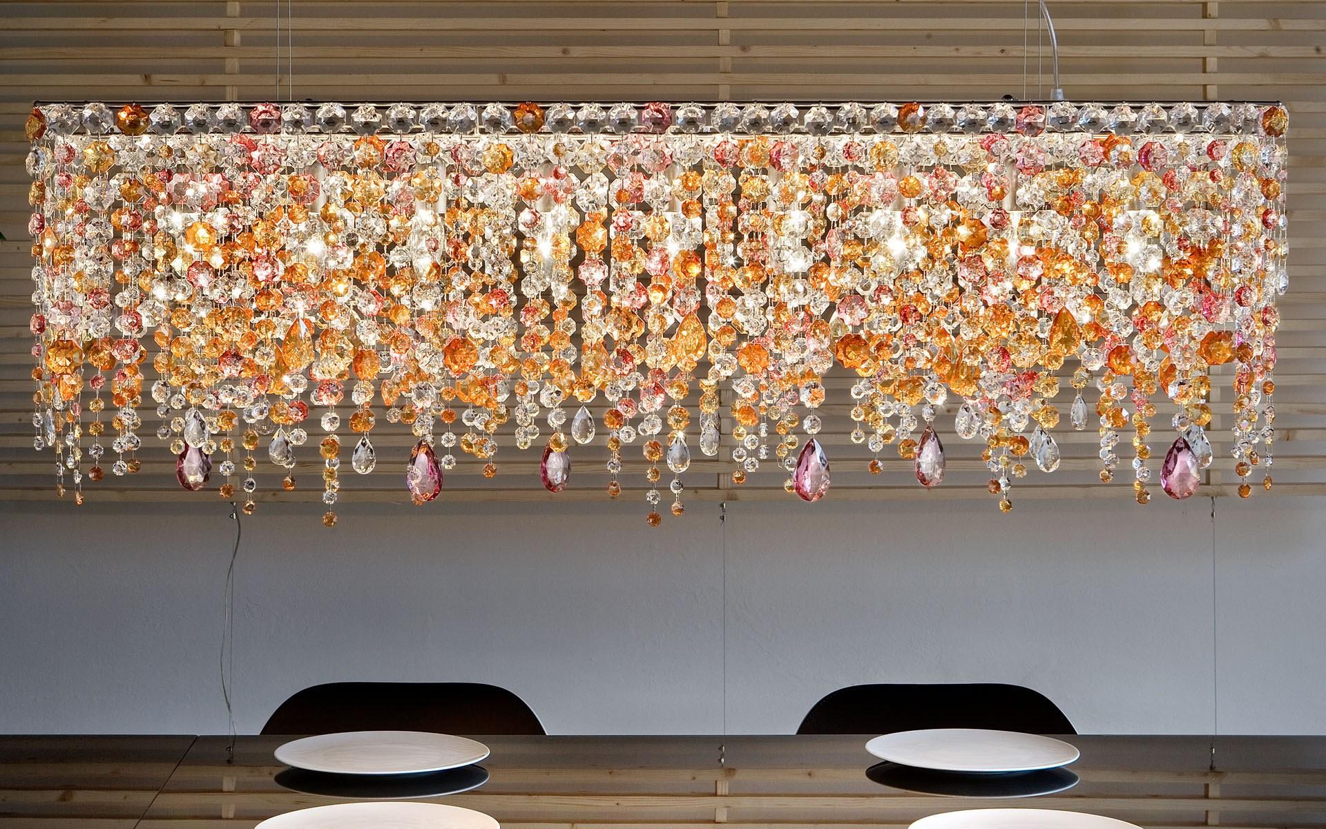 IMPERO & DECO VE 895 S6 / S8 / S10 Incandescent painted metal pendant lamp with crystals