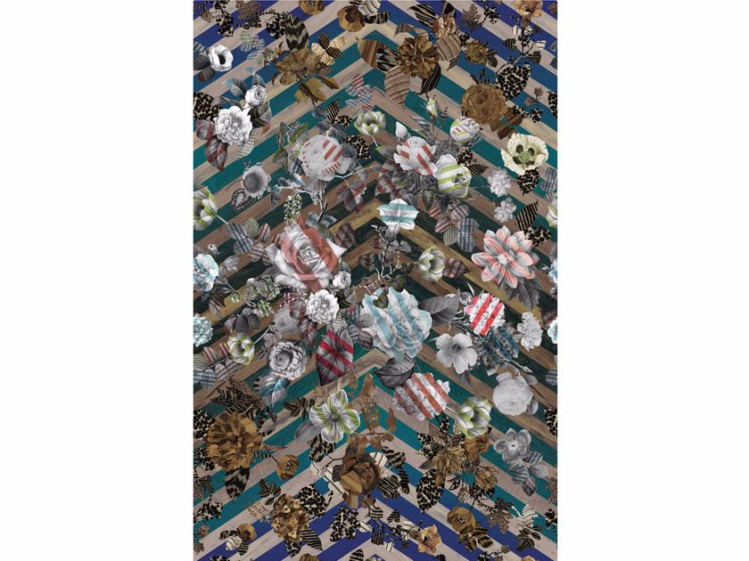 MALMAISON Rectangular fabric rug with floral pattern