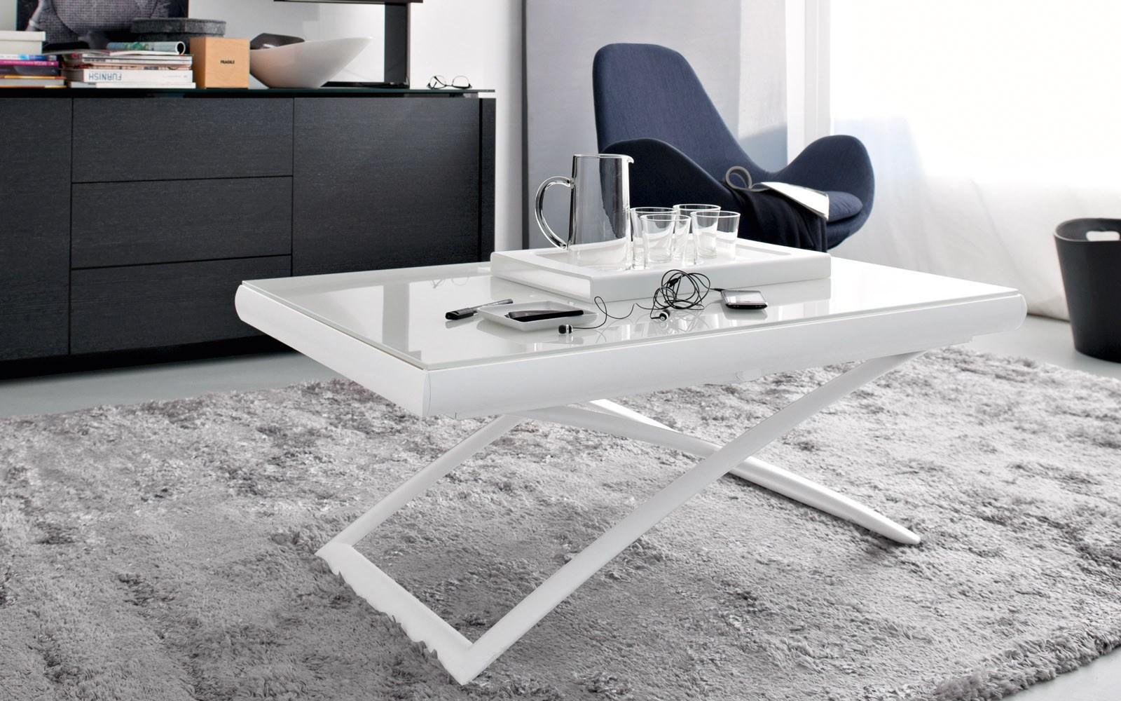 DAKOTA Height-adjustable rectangular coffee table