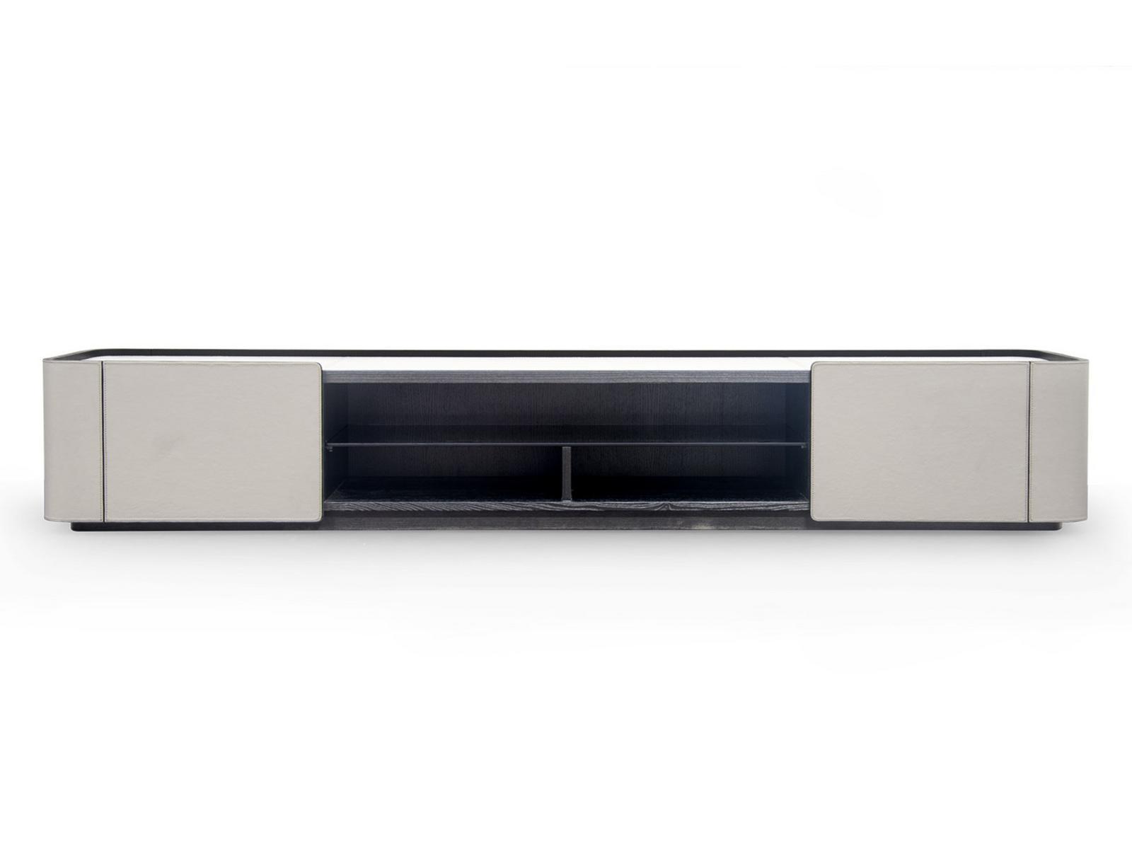 DOWNTOWN Leather TV cabinet with doors