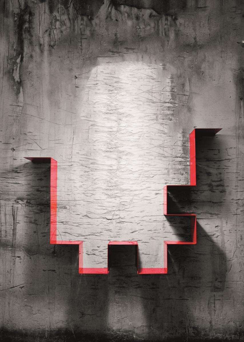 349 Wall-mounted modular iron bookcase