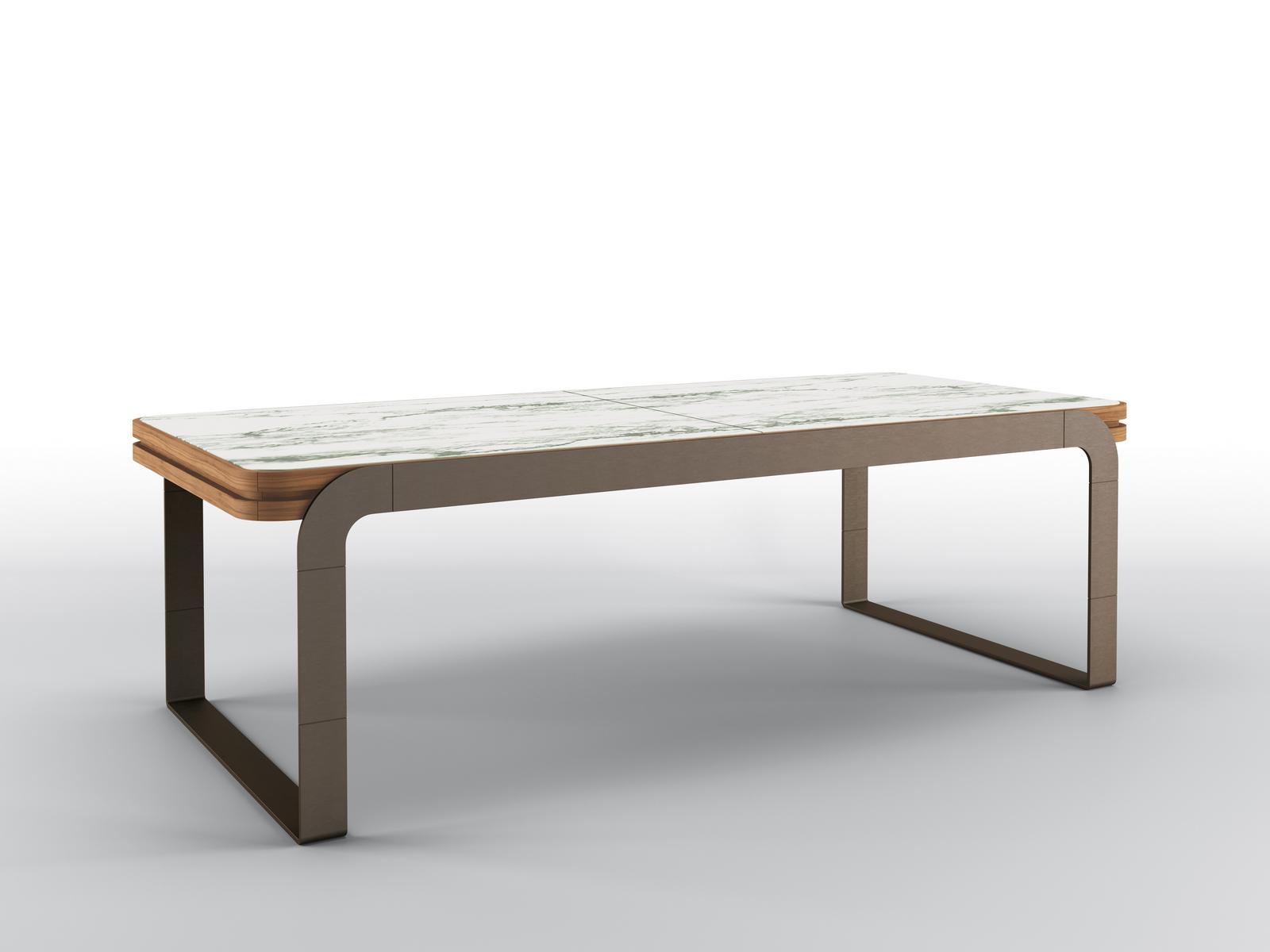 GILLON Extending rectangular Calacatta marble table