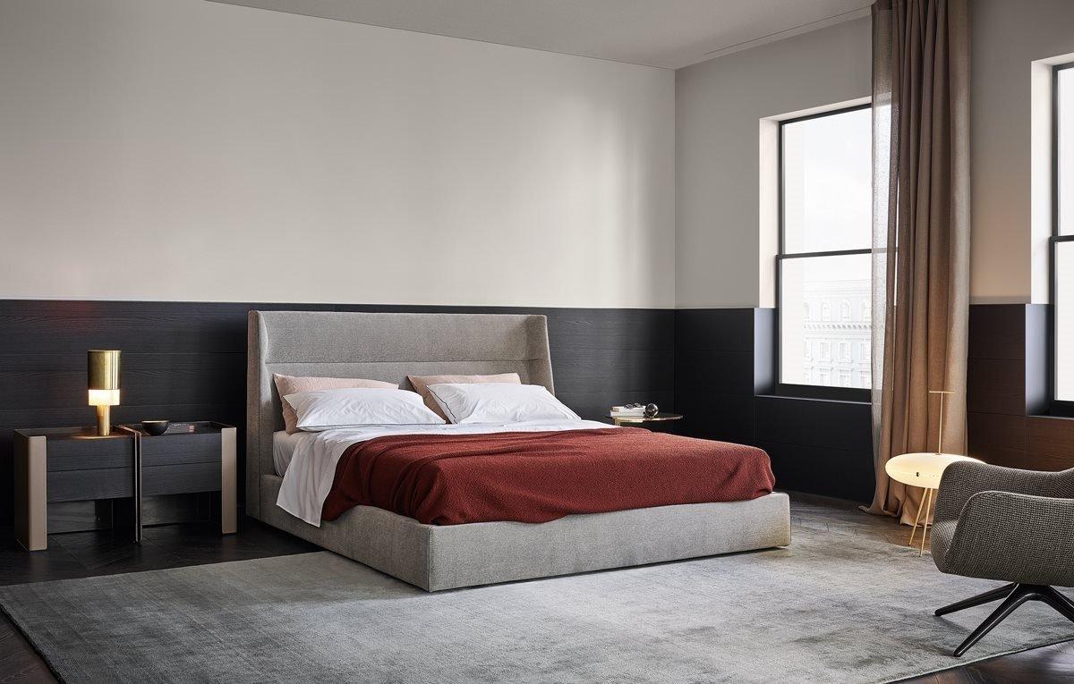 CHLOE Fabric double bed with upholstered headboard
