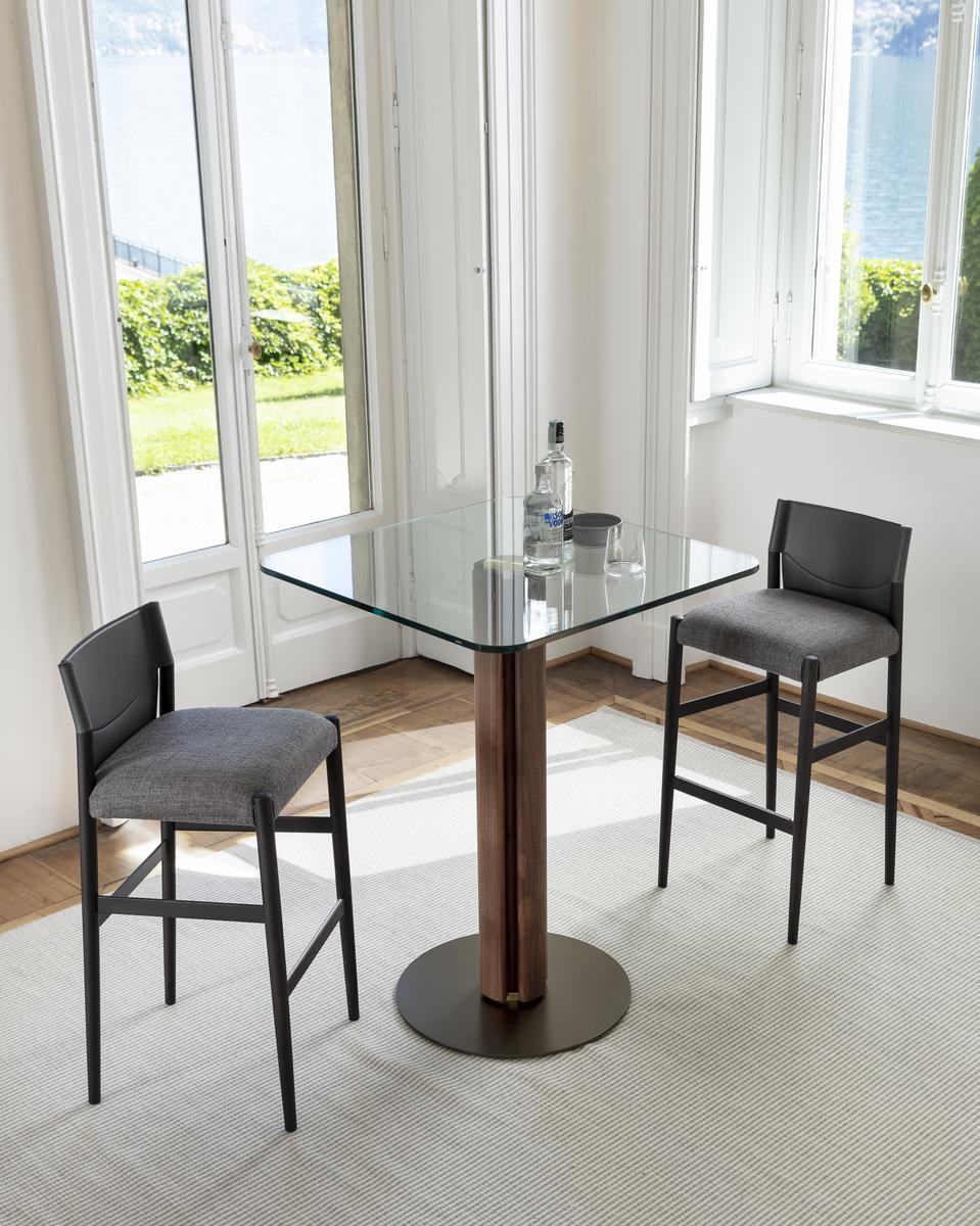 QUADRIFOGLIO BISTROT High table in canaletta walnut and glass top