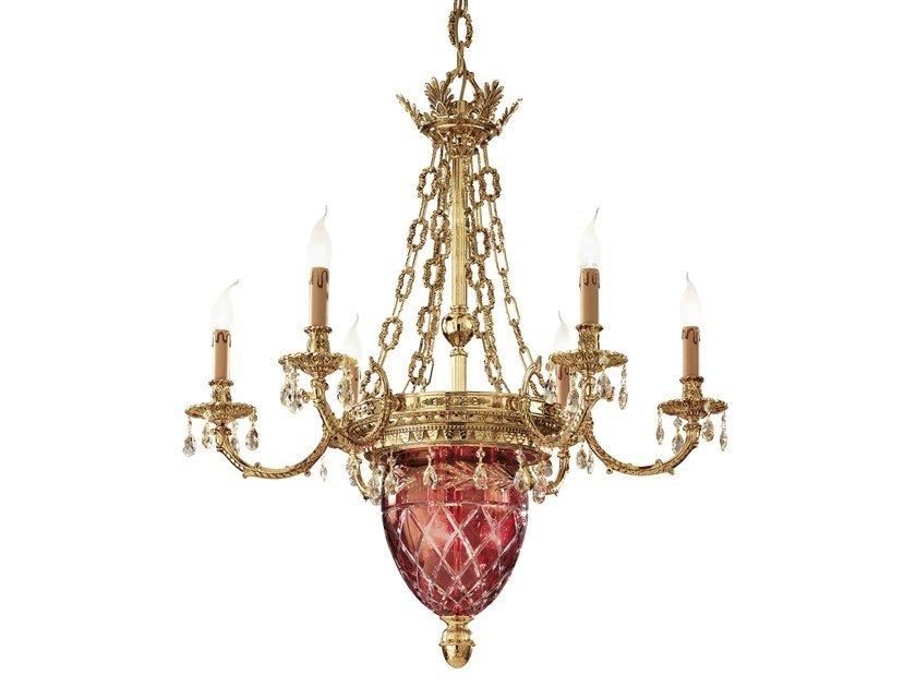EDGARD 4300/6+3-SH Shaded gold plated chandelier with Schoeler crystals